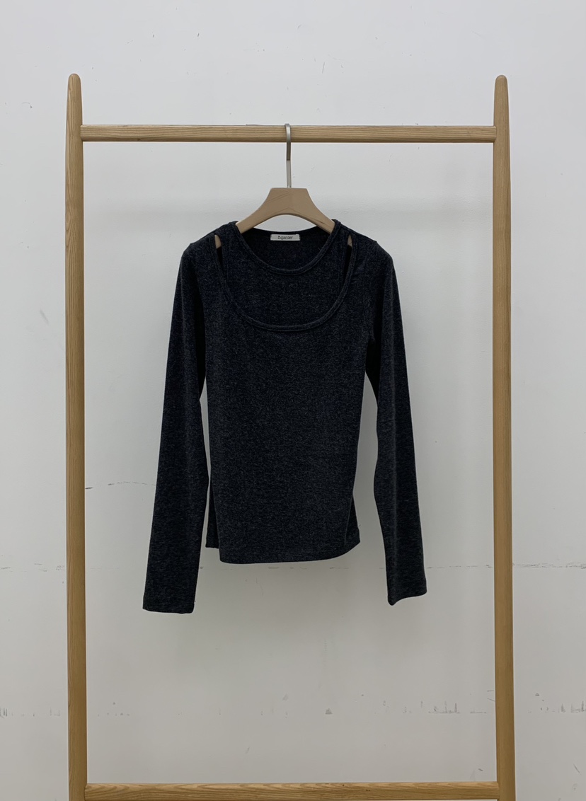 B_GARDER東大門㊣代購女裝新款人氣時尚真品25秋冬長袖T恤假兩件B.GARDER長袖T恤圖色3墨