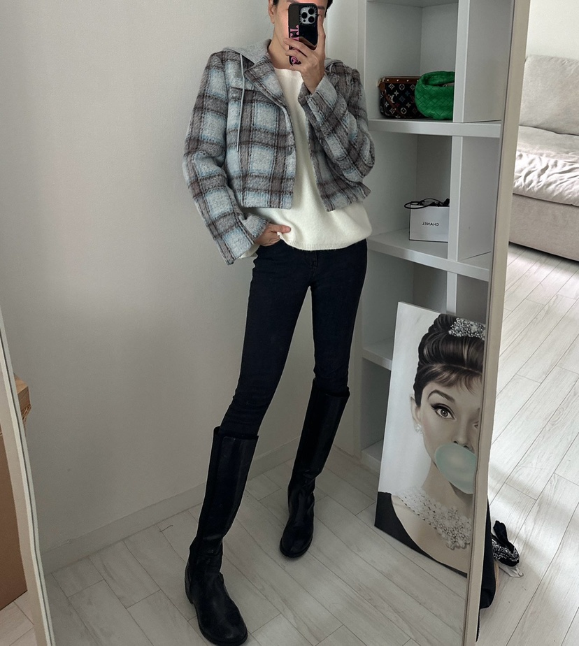 SOUIT韓國代購㊣女士新品推薦25秋冬熱賣職業休閑夾克羊毛連帽SOUIT by mabel-L夾克