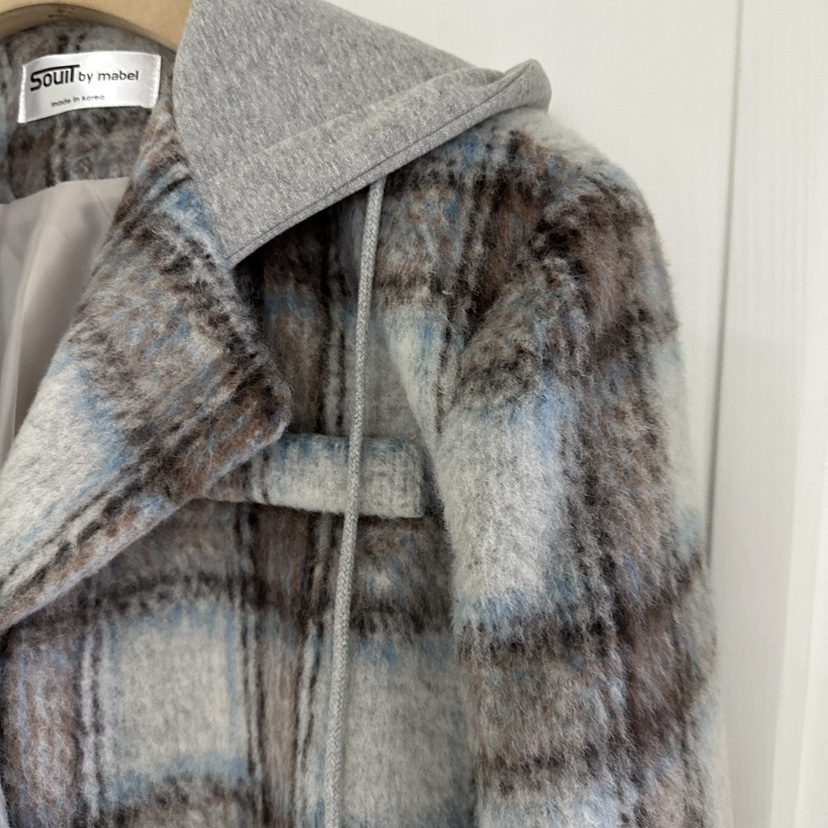 SOUIT韓國代購㊣女士新品推薦25秋冬熱賣職業休閑夾克羊毛連帽SOUIT by mabel-L夾克