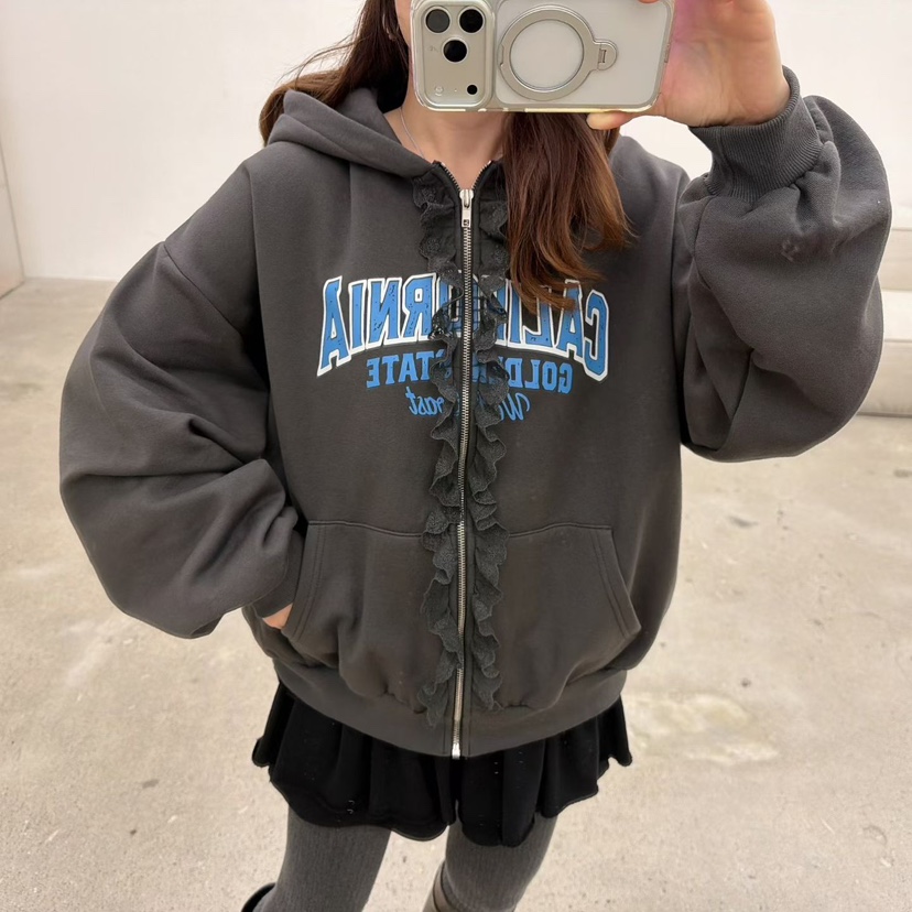 LOVABLE東大門㊣直郵女裝新款人氣推薦職業休閑熱賣衛衣拉鏈LOVABLE衛衣