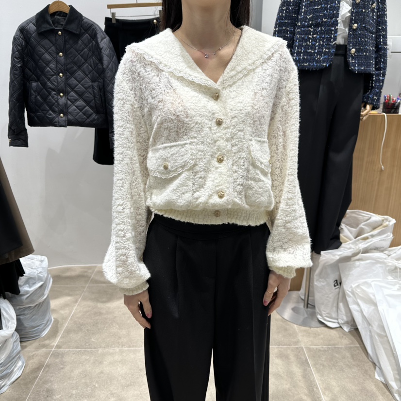 ENVY韓國直郵㊣女裝新品推薦25秋冬真品職業針織衫蕾絲開衫ENVY針織衫圖色1