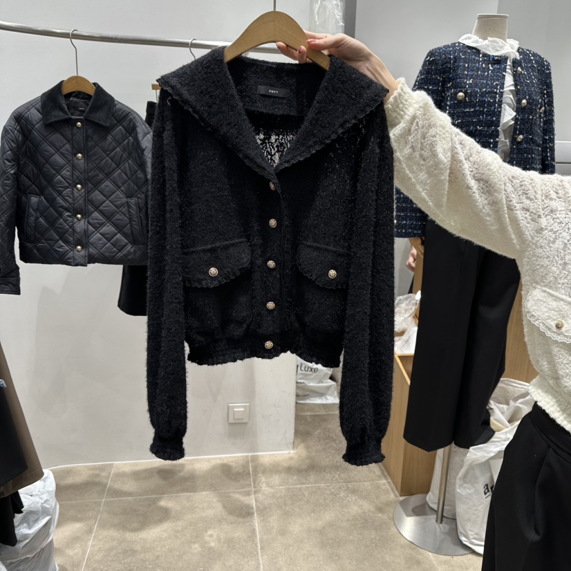 ENVY韓國直郵㊣女裝新品推薦25秋冬真品職業針織衫蕾絲開衫ENVY針織衫圖色2