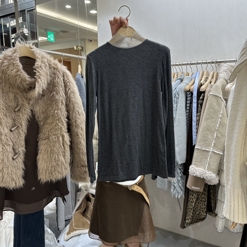 FOUNDATION東大門㊣直郵女士新款職業真品推薦休閑25秋冬長袖T恤FOUNDATION長袖T恤圖色2