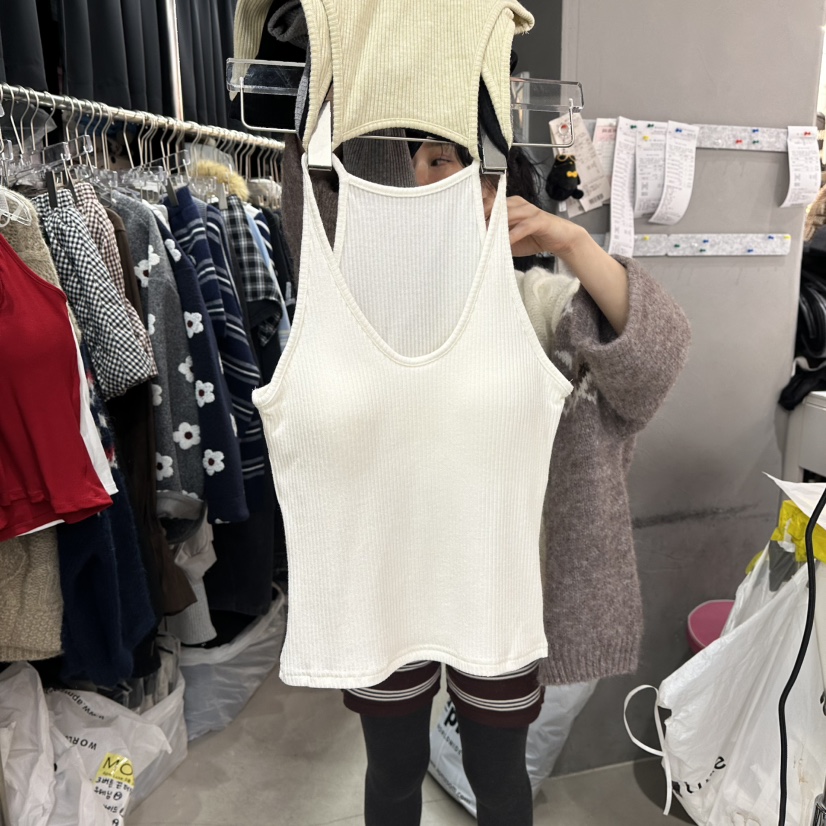 MOMAZU東大門㊣代購女士新品推薦熱賣25秋冬休閑吊帶背心纖維MOMAZU吊帶/背心圖色1