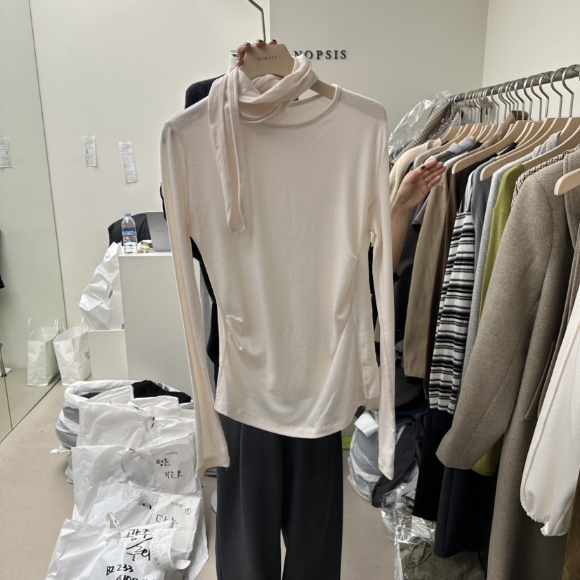 NOPSIS韓國代購㊣女士新品推薦休閑真品熱賣職業25秋冬長袖T恤NOPSIS長袖T恤圖色1