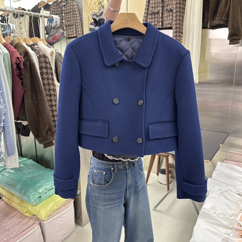 CORNER韓國代購㊣女裝新款真品熱賣時尚人氣休閑25秋冬夾克手工CORNER.302夾克圖色3