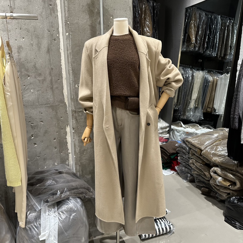 JUNI東大門㊣代購女士新款真品推薦職業25秋冬中長款大衣手工my juni中長款大衣圖色1