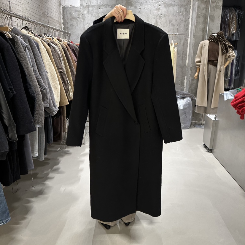JUNI東大門㊣代購女士新款真品推薦職業25秋冬中長款大衣手工my juni中長款大衣圖色2
