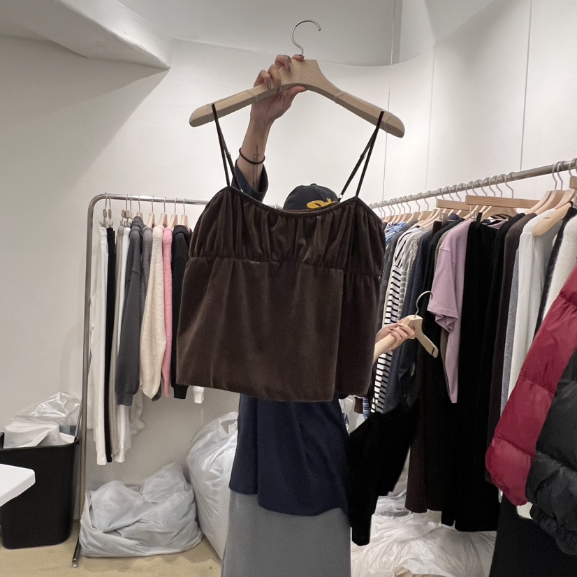 MUNSELL韓國直郵㊣女裝新款真品職業休閑25秋冬吊帶背心天鵝絨MUNSELL吊帶/背心圖色1