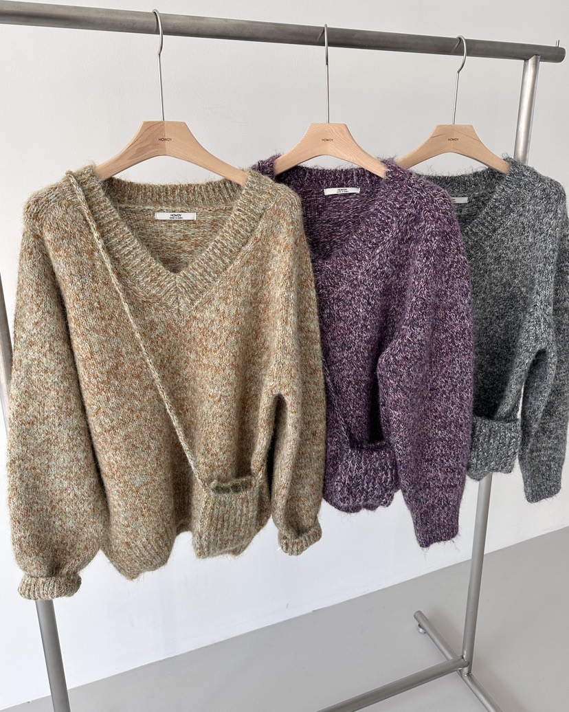 HOWDY東大門㊣實拍女裝新品職業熱賣推薦25秋冬針織衫迷你包howdy針織衫
