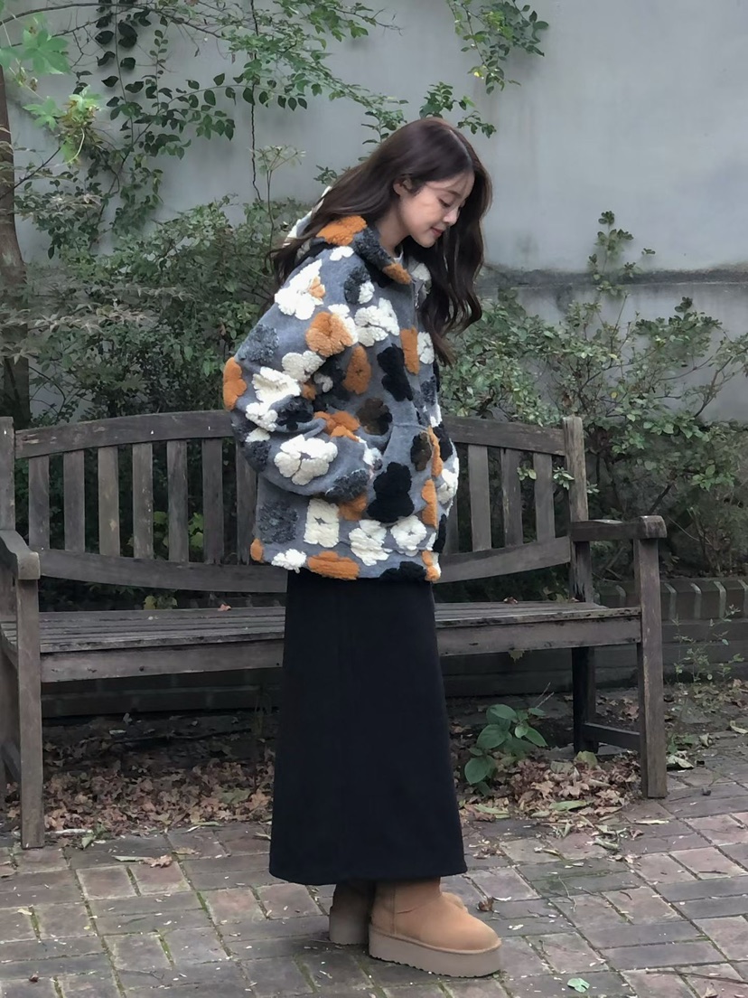 ONDO-P韓國代購㊣女士新品休閑職業時尚人氣25秋冬夾克花朵連帽ONDO-P夾克