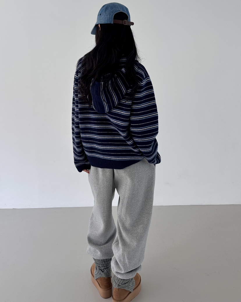 HOWDY東大門㊣代購女裝新品職業休閑推薦針織衫連帽拉鏈衫海軍howdy針織衫