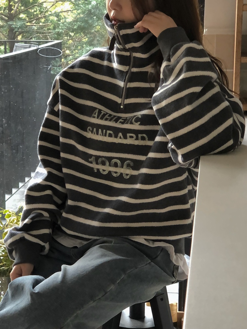 ONDO-P韓國直郵㊣女裝新款真品推薦休閑人氣衛衣拉鏈高領短款ONDO-P衛衣