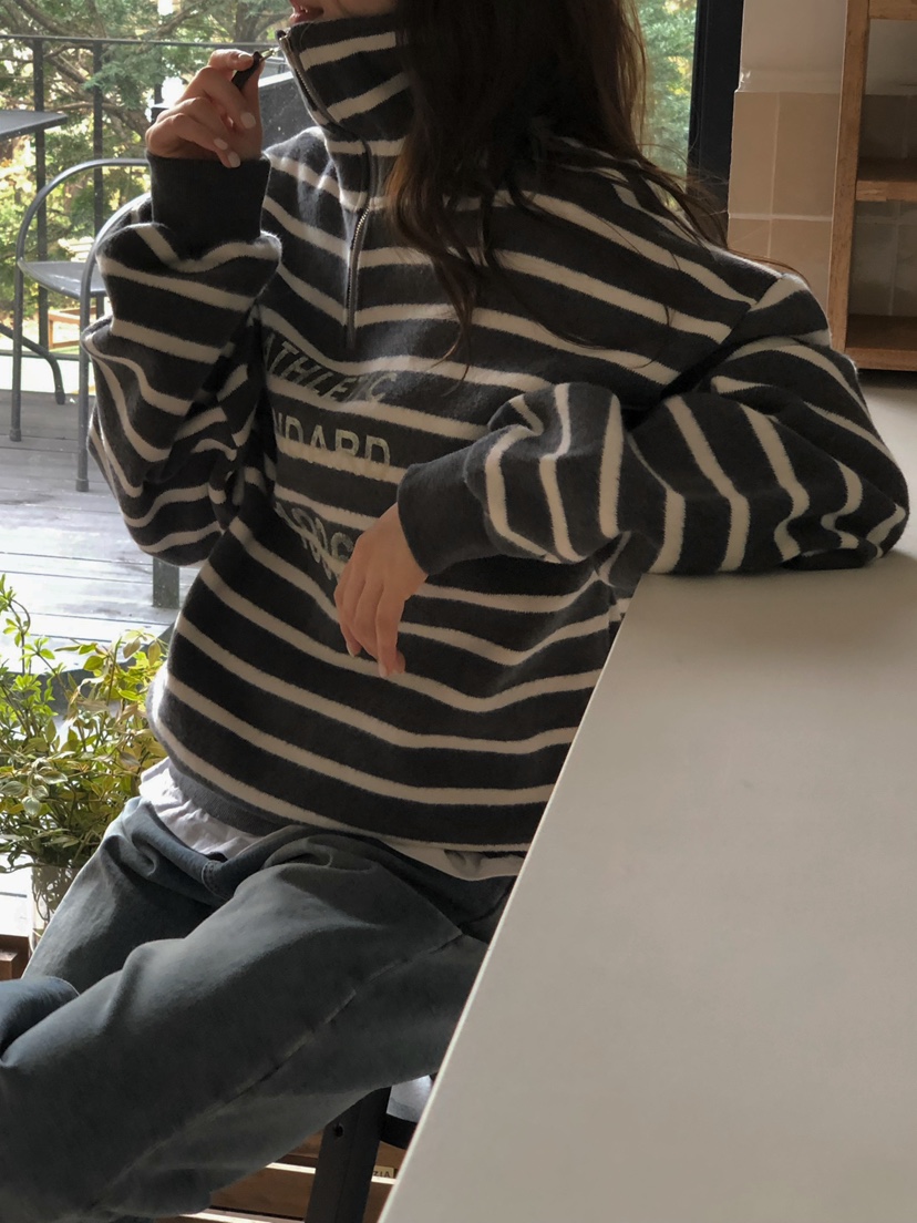 ONDO-P韓國直郵㊣女裝新款真品推薦休閑人氣衛衣拉鏈高領短款ONDO-P衛衣