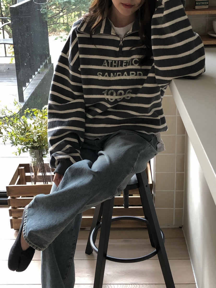 ONDO-P韓國直郵㊣女裝新款真品推薦休閑人氣衛衣拉鏈高領短款ONDO-P衛衣