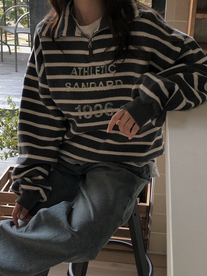 ONDO-P韓國直郵㊣女裝新款真品推薦休閑人氣衛衣拉鏈高領短款ONDO-P衛衣