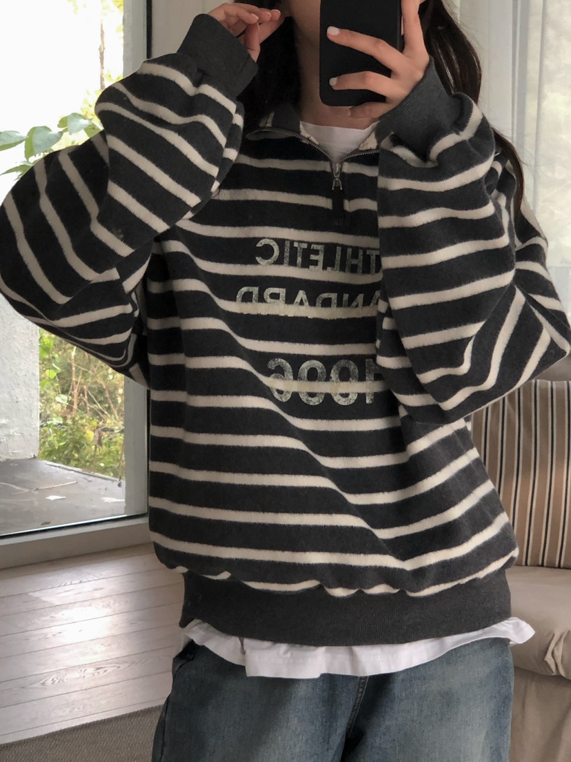 ONDO-P韓國直郵㊣女裝新款真品推薦休閑人氣衛衣拉鏈高領短款ONDO-P衛衣