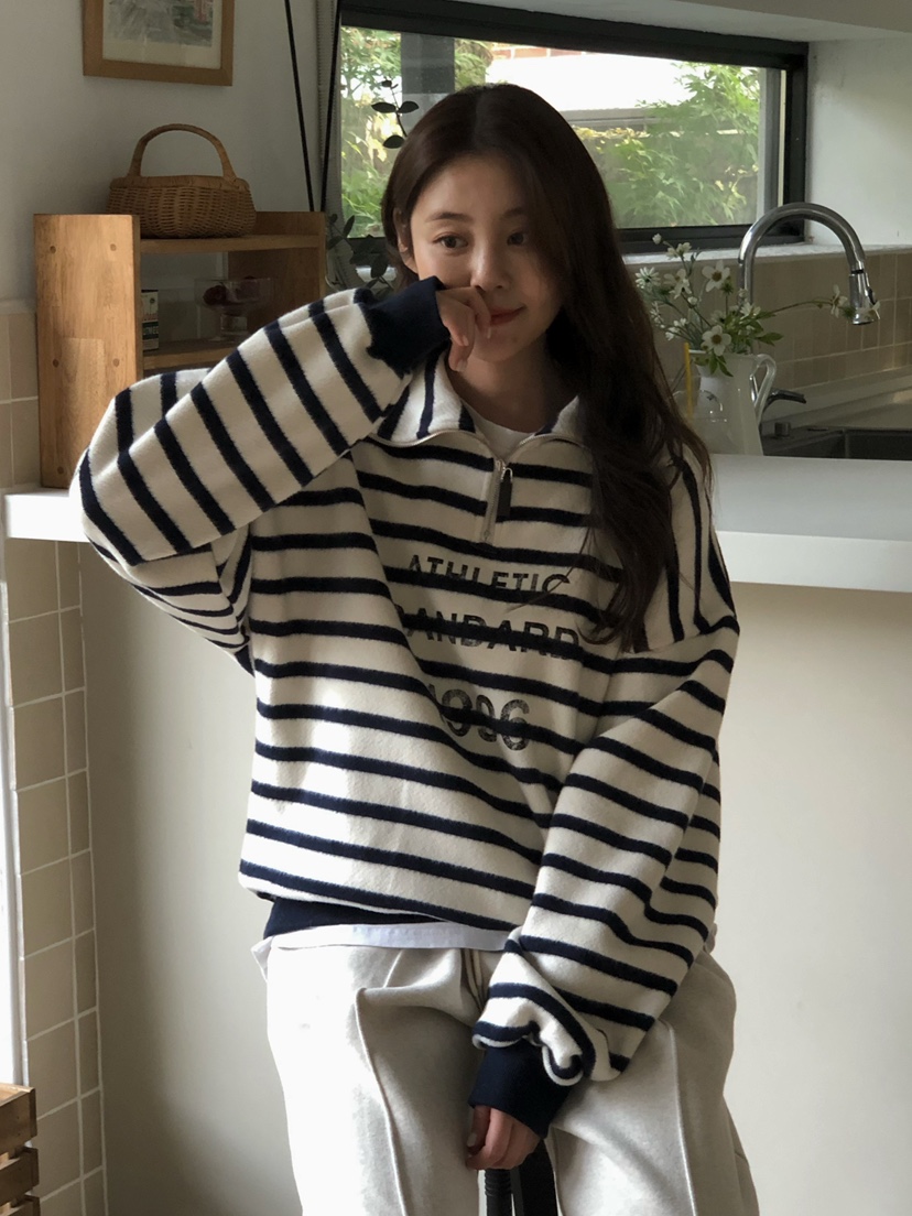 ONDO-P韓國直郵㊣女裝新款真品推薦休閑人氣衛衣拉鏈高領短款ONDO-P衛衣