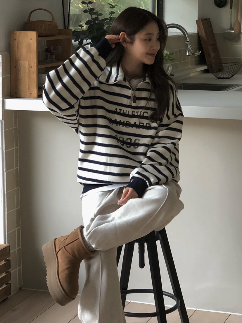 ONDO-P韓國直郵㊣女裝新款真品推薦休閑人氣衛衣拉鏈高領短款ONDO-P衛衣