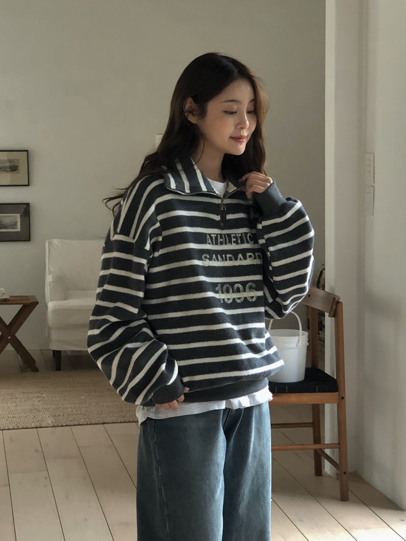 ONDO-P韓國直郵㊣女裝新款真品推薦休閑人氣衛衣拉鏈高領短款ONDO-P衛衣