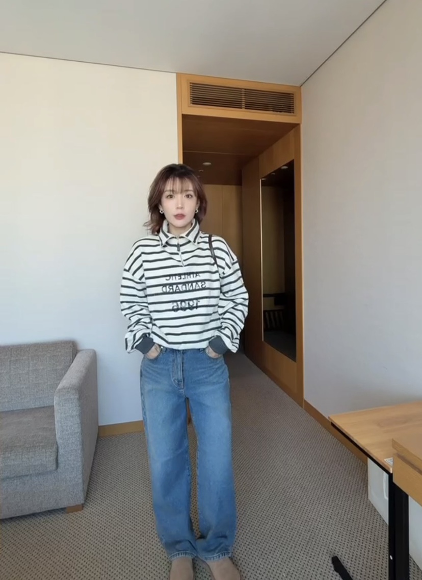 ONDO-P韓國直郵㊣女裝新款真品推薦休閑人氣衛衣拉鏈高領短款ONDO-P衛衣