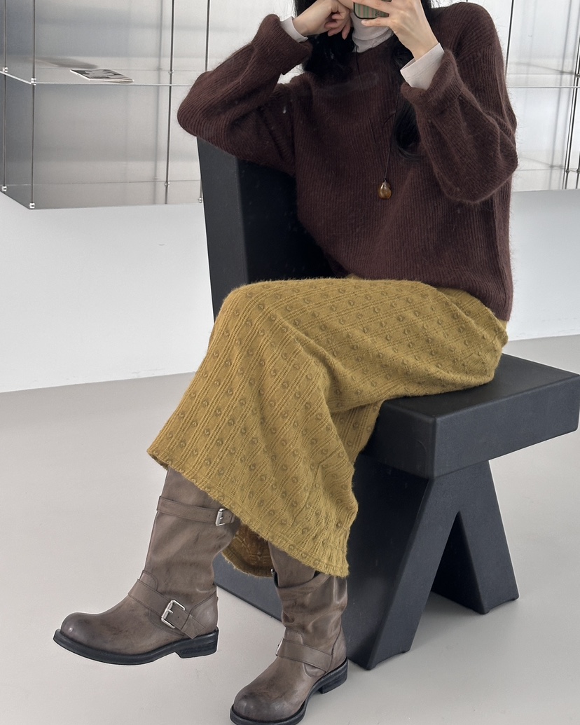 HOWDY東大門㊣實拍女裝新款時尚休閑25秋冬人氣真品熱賣長裙howdy長裙