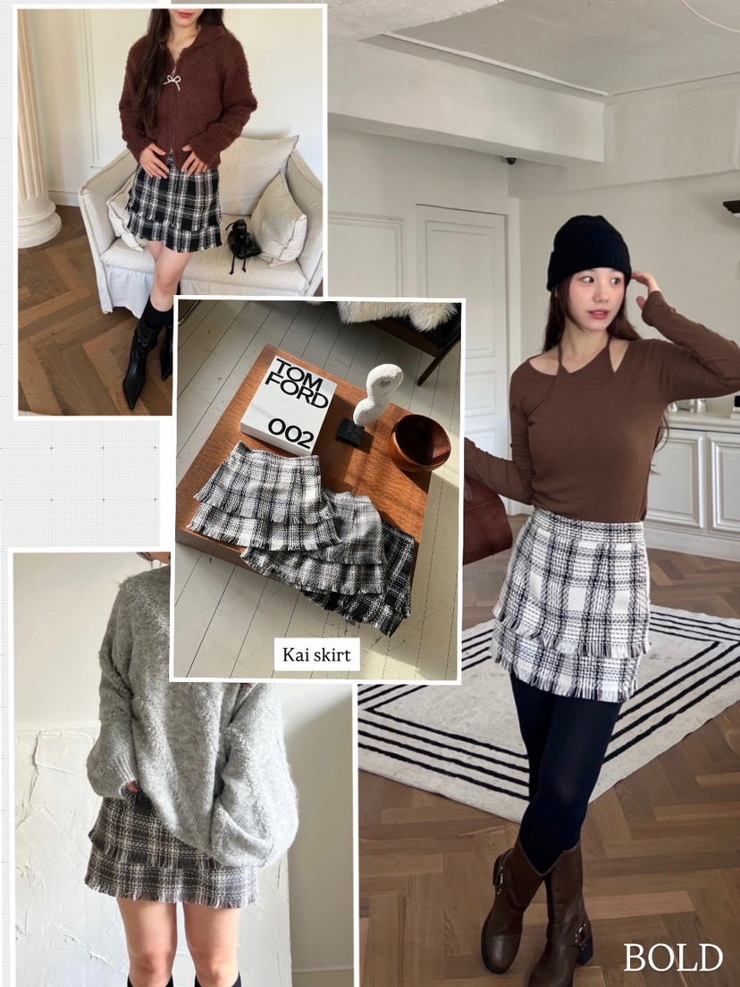 BOLD韓國代購㊣女裝新款熱賣真品人氣時尚25秋冬休閑職業短裙BOLD短裙