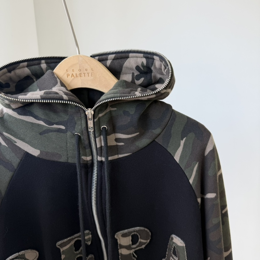 PALETTE-Q東大門㊣實拍女裝新品熱賣人氣夾克連帽拉鏈衫迷彩PALETTE夾克