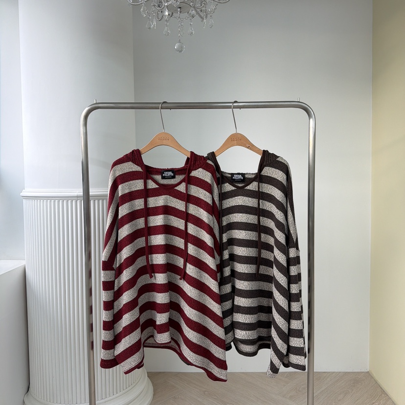 PALETTE-Q東大門㊣直郵女士新品人氣推薦針織衫單排扣連帽衫PALETTE針織衫