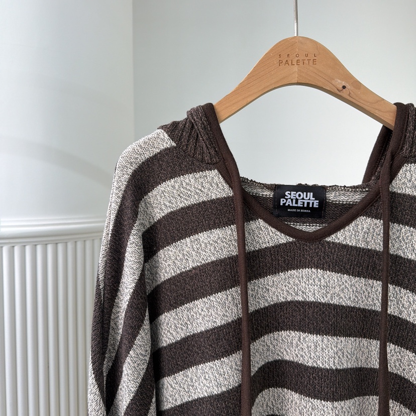 PALETTE-Q東大門㊣直郵女士新品人氣推薦針織衫單排扣連帽衫PALETTE針織衫