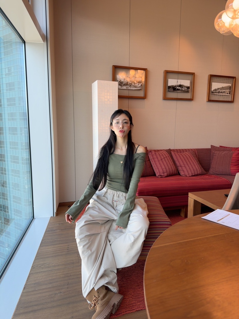 PALETTE-Q韓國代購㊣女士新款25秋冬熱賣真品休閑褲斜紋布PALETTE休閑褲