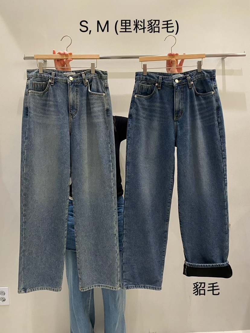 ONDO-P韓國代購㊣女士新品職業25秋冬真品人氣牛仔褲加絨貂皮ONDO-P牛仔褲