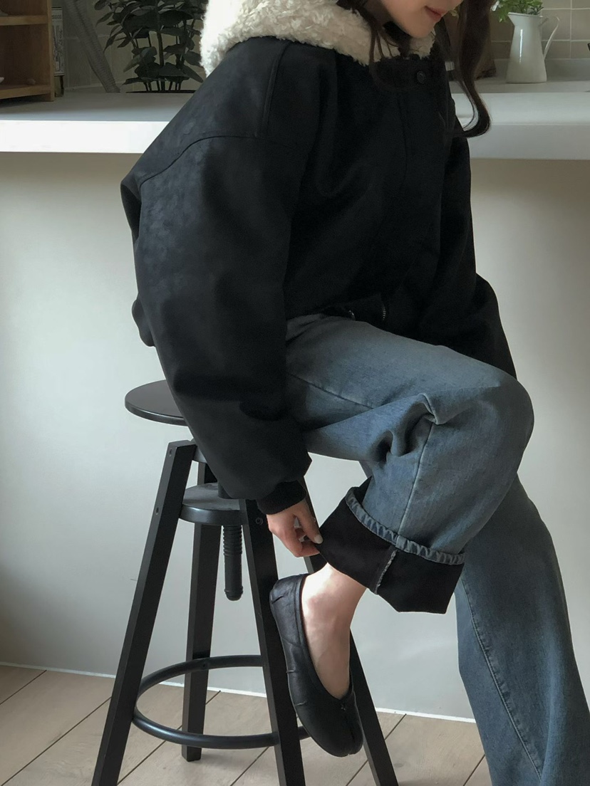 ONDO-P韓國代購㊣女士新品職業25秋冬真品人氣牛仔褲加絨貂皮ONDO-P牛仔褲