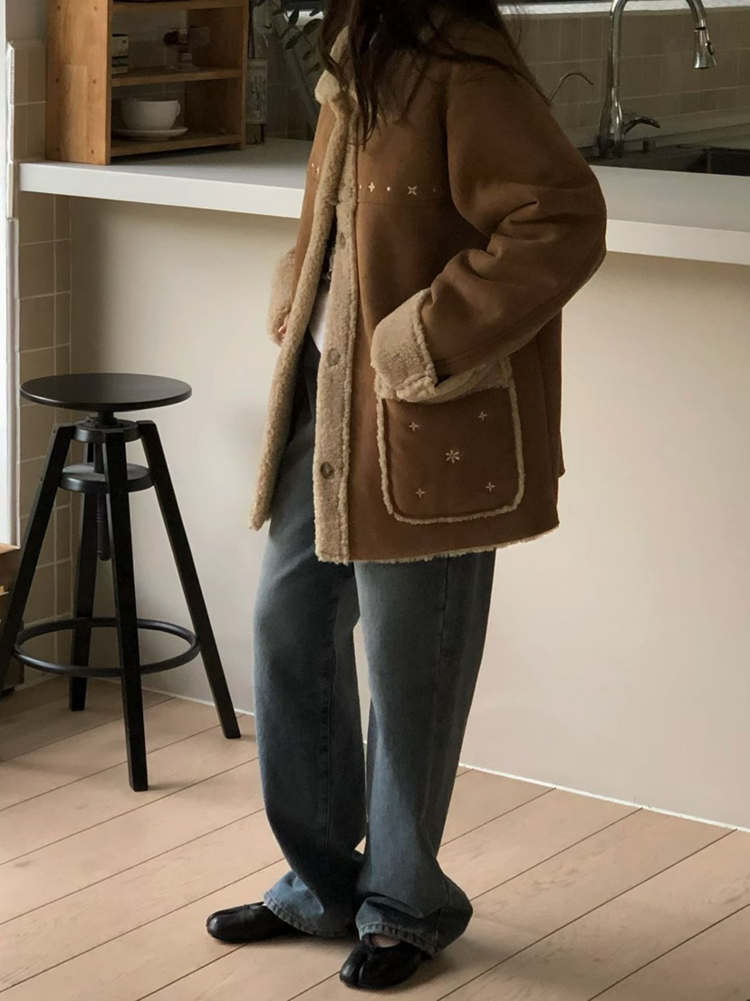 ONDO-P韓國代購㊣女士新品職業25秋冬真品人氣牛仔褲加絨貂皮ONDO-P牛仔褲