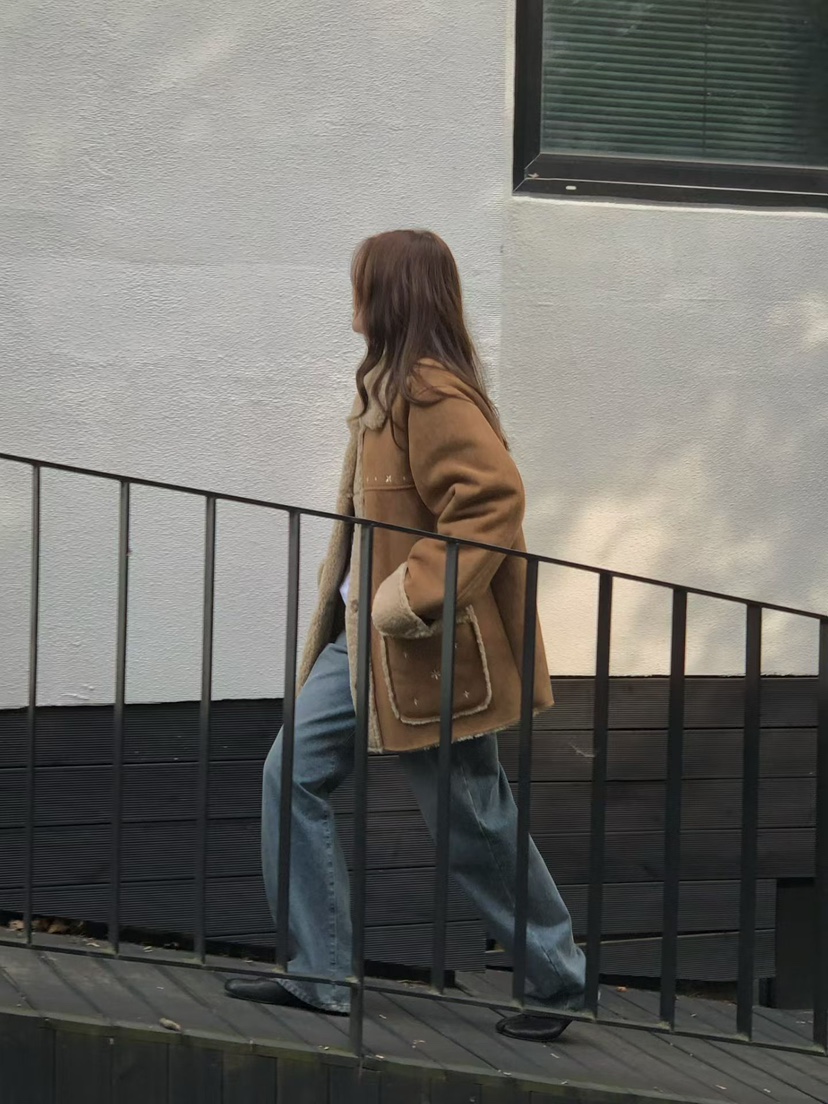 ONDO-P韓國代購㊣女士新品職業25秋冬真品人氣牛仔褲加絨貂皮ONDO-P牛仔褲