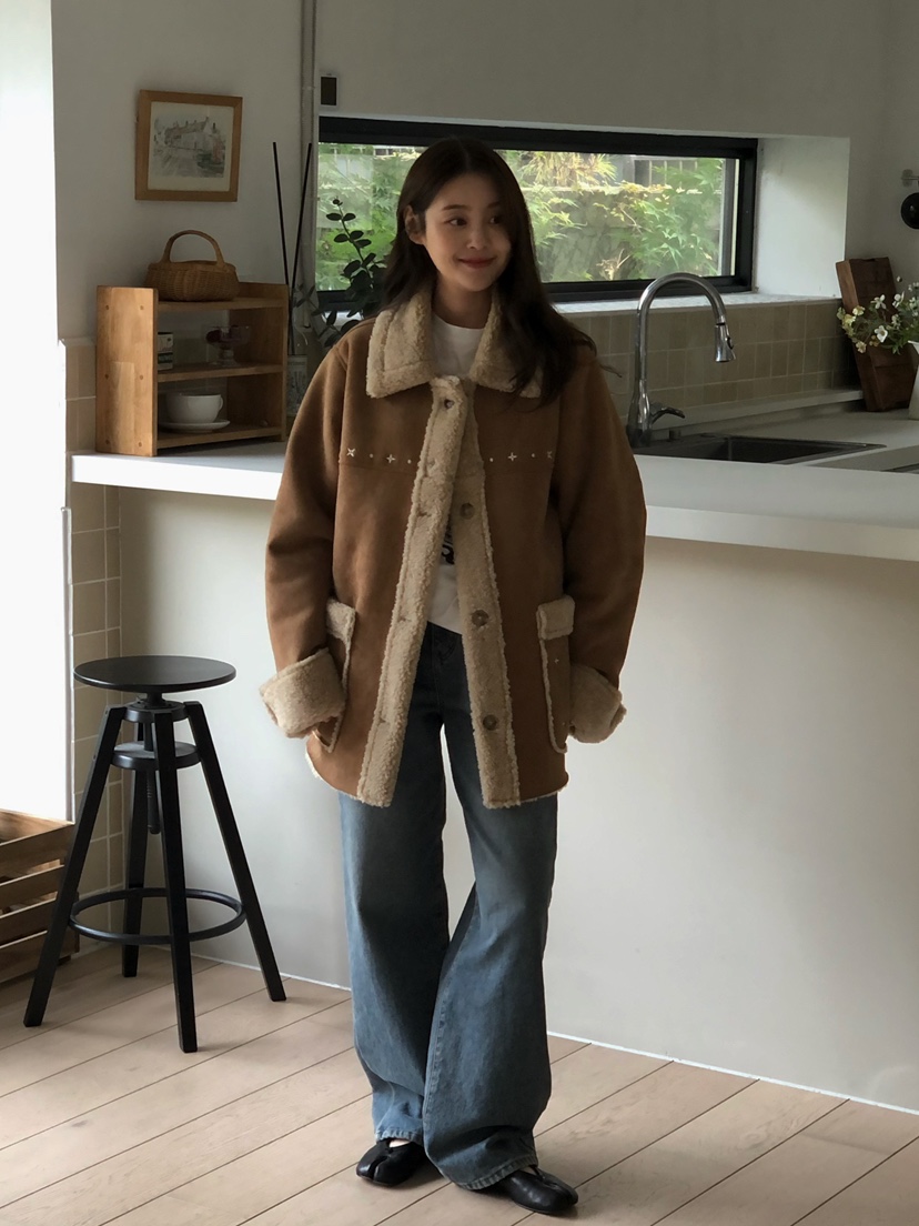 ONDO-P韓國代購㊣女士新品職業25秋冬真品人氣牛仔褲加絨貂皮ONDO-P牛仔褲