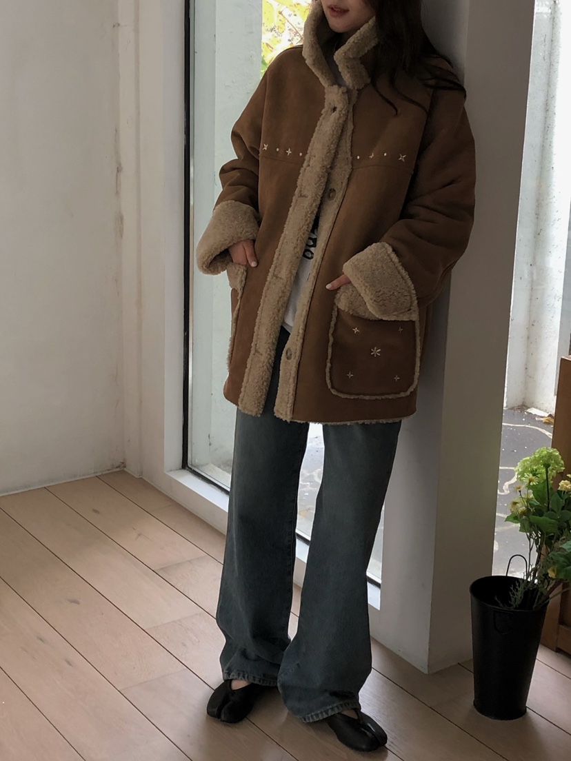 ONDO-P韓國代購㊣女士新品職業25秋冬真品人氣牛仔褲加絨貂皮ONDO-P牛仔褲