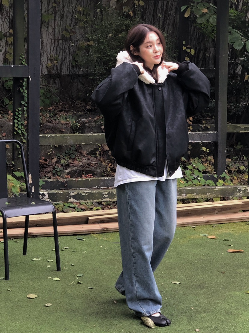 ONDO-P韓國代購㊣女士新品職業25秋冬真品人氣牛仔褲加絨貂皮ONDO-P牛仔褲