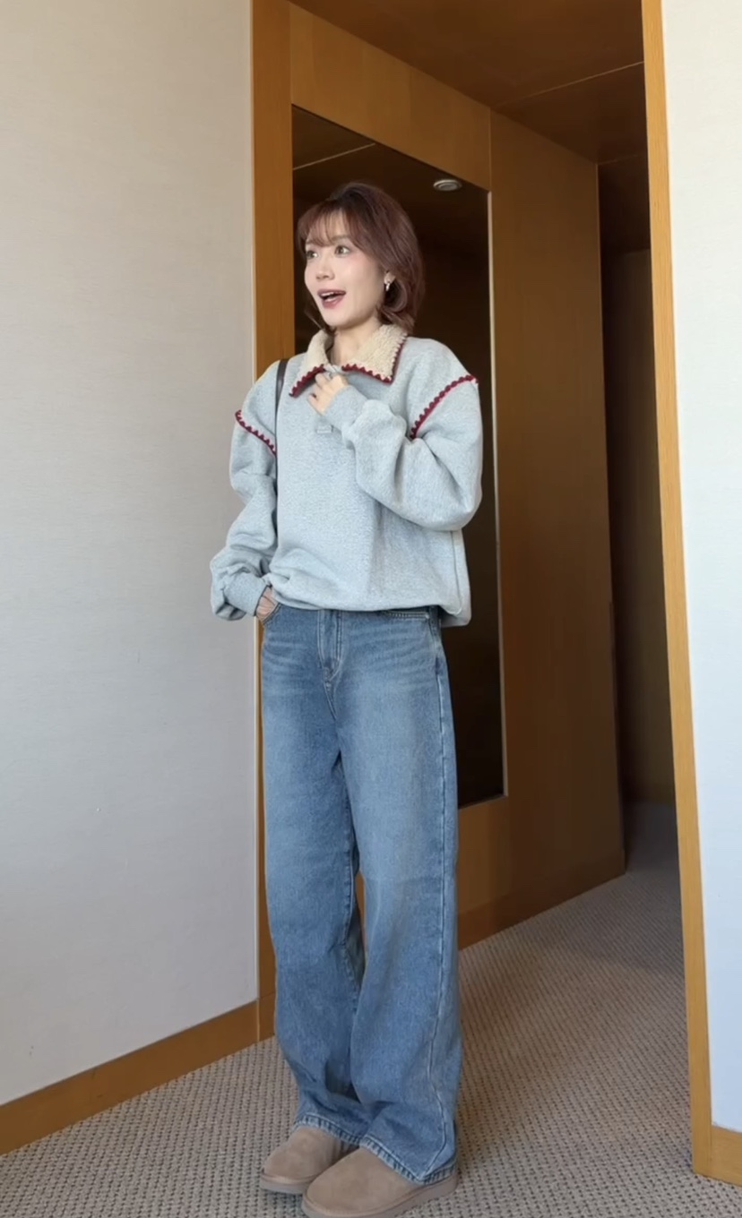 ONDO-P韓國代購㊣女士新品職業25秋冬真品人氣牛仔褲加絨貂皮ONDO-P牛仔褲