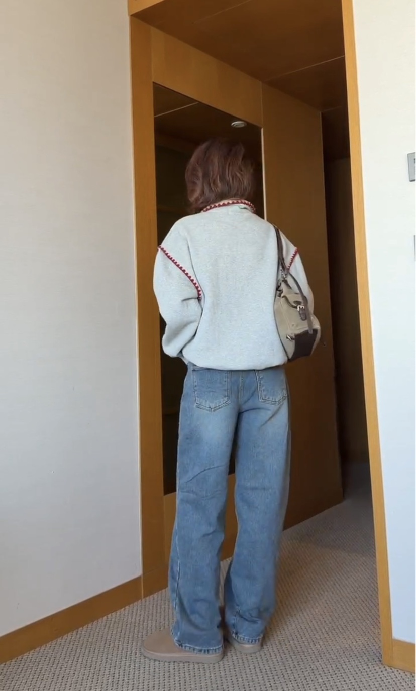 ONDO-P韓國代購㊣女士新品職業25秋冬真品人氣牛仔褲加絨貂皮ONDO-P牛仔褲