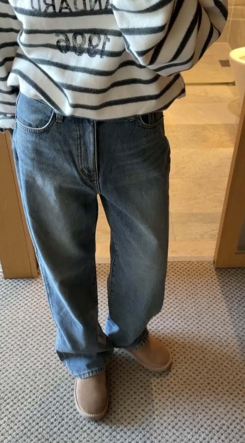 ONDO-P韓國代購㊣女士新品職業25秋冬真品人氣牛仔褲加絨貂皮ONDO-P牛仔褲