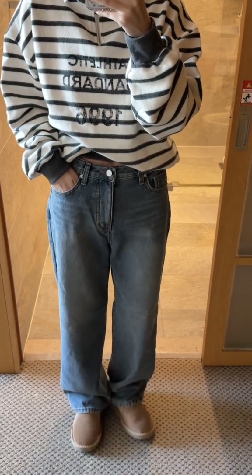 ONDO-P韓國代購㊣女士新品職業25秋冬真品人氣牛仔褲加絨貂皮ONDO-P牛仔褲