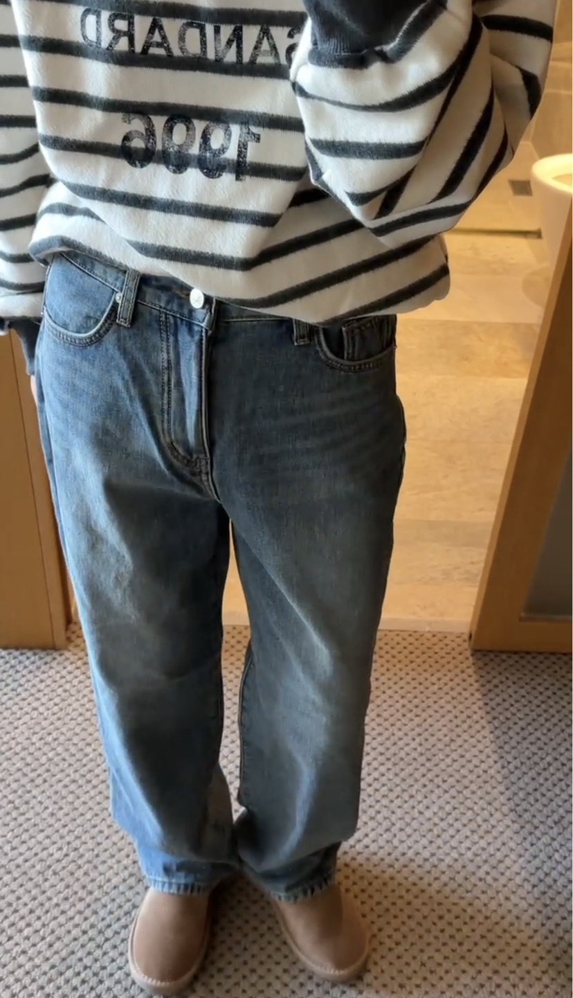 ONDO-P韓國代購㊣女士新品職業25秋冬真品人氣牛仔褲加絨貂皮ONDO-P牛仔褲