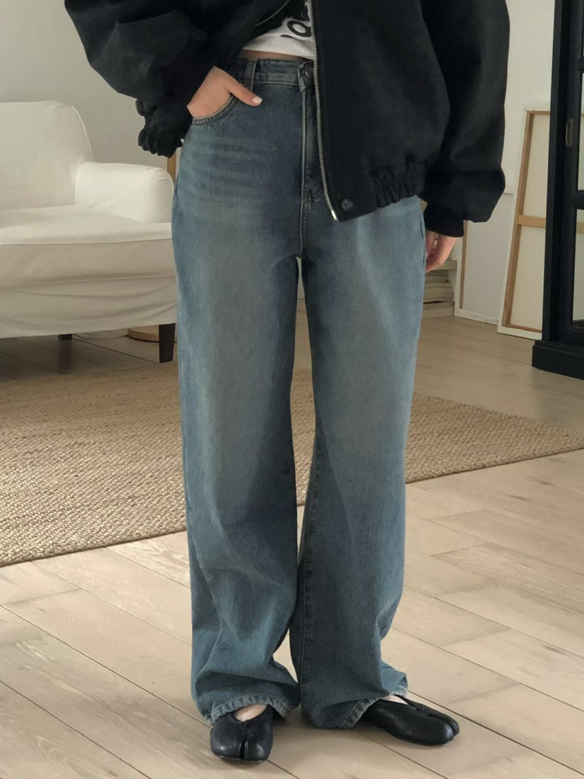 ONDO-P韓國代購㊣女士新品職業25秋冬真品人氣牛仔褲加絨貂皮ONDO-P牛仔褲圖色1