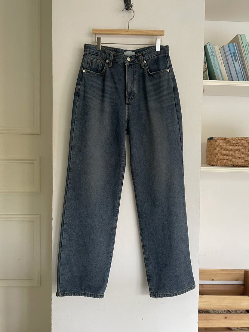 ONDO-P韓國代購㊣女士新品職業25秋冬真品人氣牛仔褲加絨貂皮ONDO-P牛仔褲圖色2