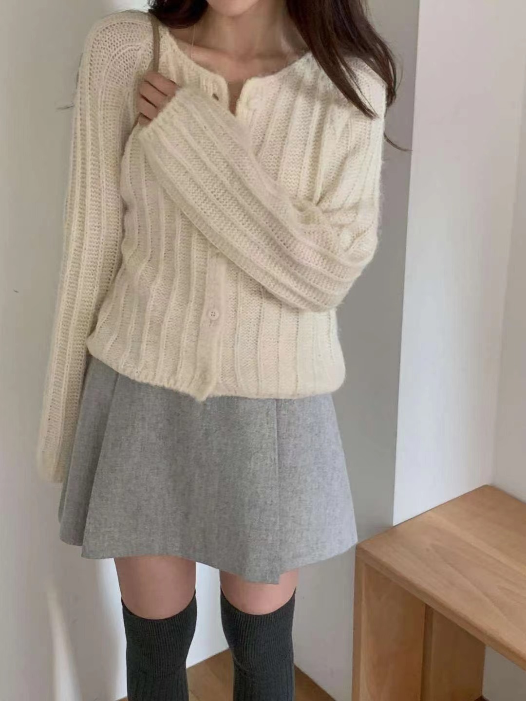 MIELLE-미엘르-OT東大門㊣直郵女士新品25秋冬針織衫開衫MIELLE-미엘르-OT針織衫圖色1