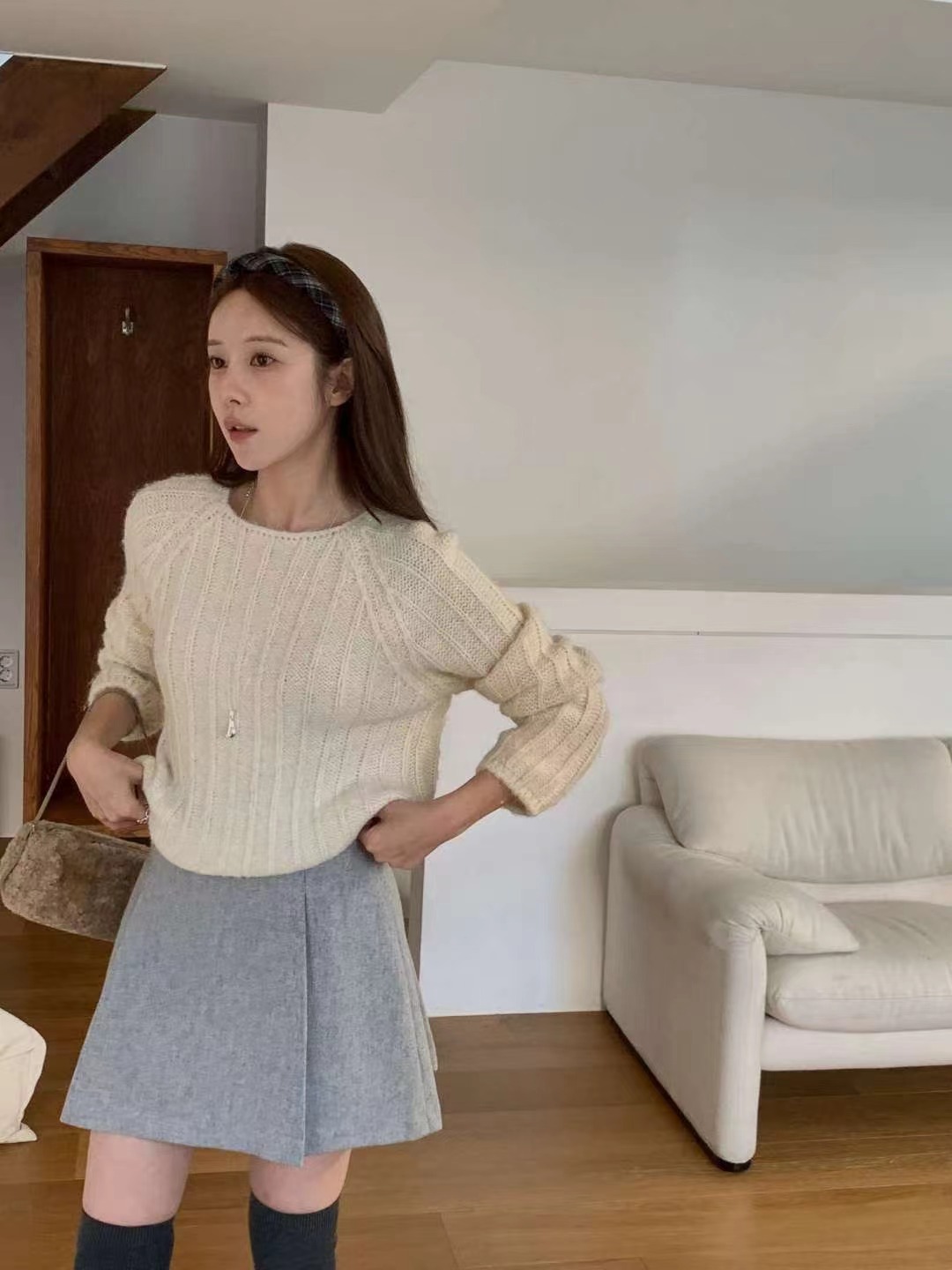 MIELLE-미엘르-OT韓國直郵㊣女裝新品25秋冬真品短裙羊毛MIELLE-미엘르-OT短裙圖色1