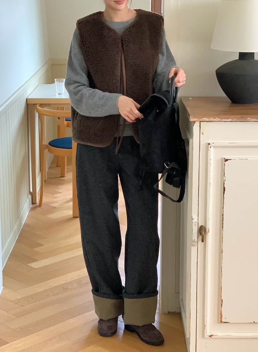 BINUS東大門㊣直郵女士新品休閑時尚推薦熱賣馬甲不含內搭羊毛BINUS馬甲