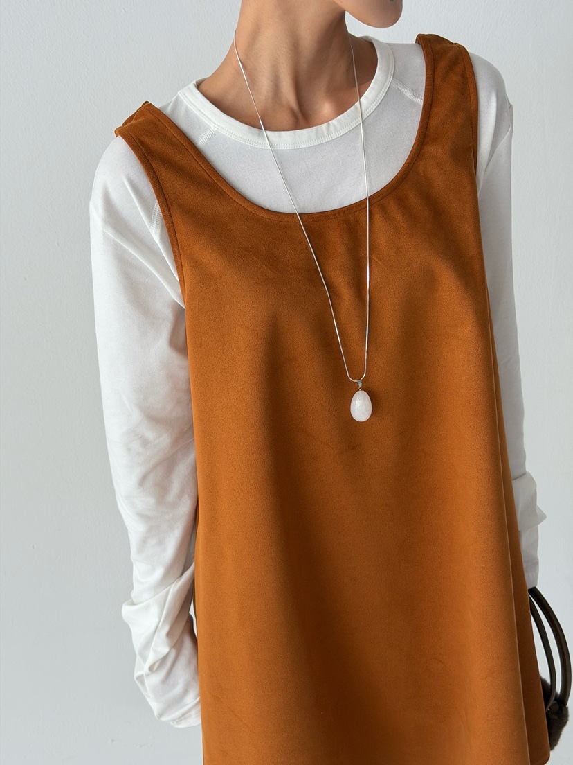 ANGLOG BEIGE韓國代購㊣女裝新款時尚連衣裙不含內搭絨面革ANGLOG BEIGE連衣裙