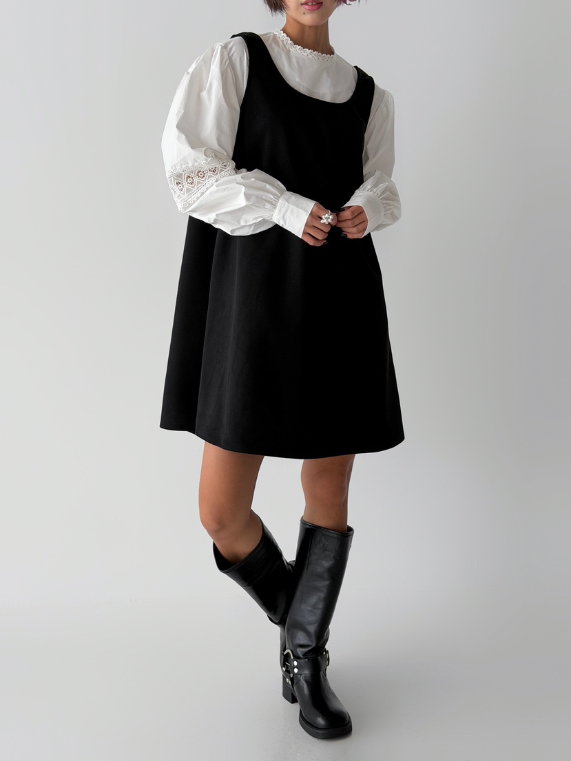 ANGLOG BEIGE韓國代購㊣女裝新款時尚連衣裙不含內搭絨面革ANGLOG BEIGE連衣裙